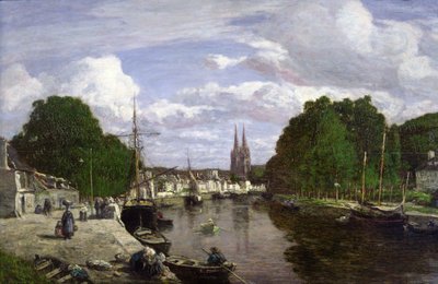 De haven van Quimper door Eugene Louis Boudin